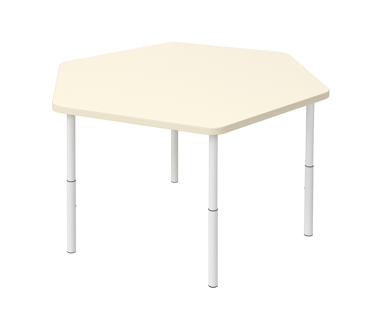 Дитячий стіл шестикутної форми, регулюється на ростові групи №1-3, ЛЕЛЕКА, 1180х1040х460-580 мм.